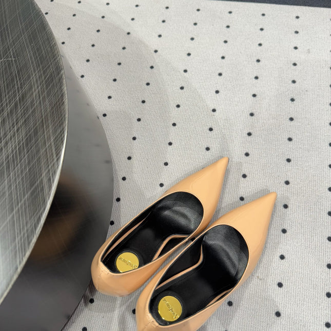 NORMA PUMPS IN BISQUE GLOSSY SHEEPSKIN