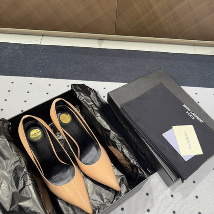 NORMA PUMPS IN BISQUE GLOSSY SHEEPSKIN