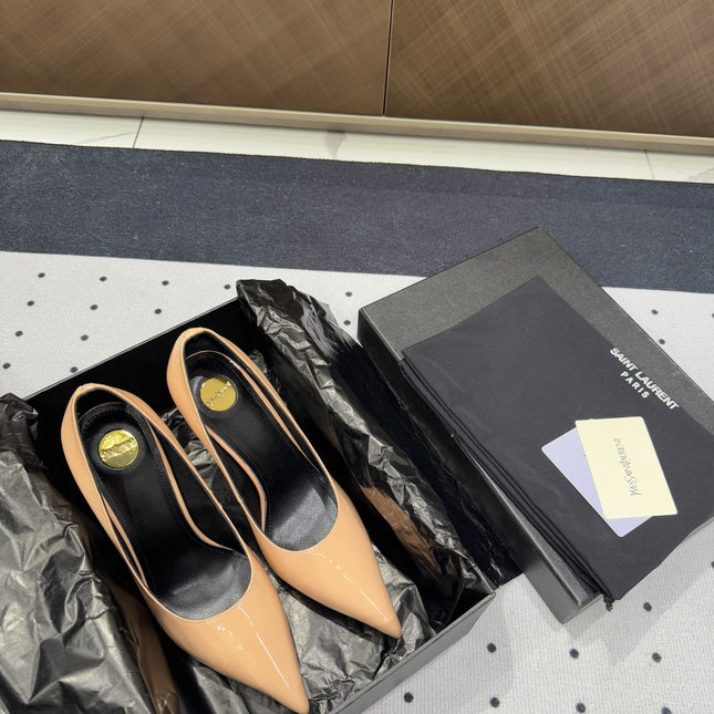 NORMA PUMPS IN BISQUE GLOSSY SHEEPSKIN