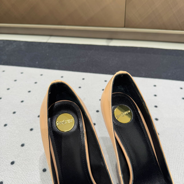 NORMA PUMPS IN BISQUE GLOSSY SHEEPSKIN