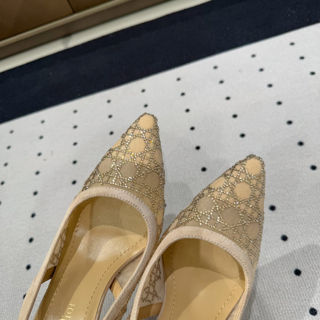 HIGH HEELS SLINGBACK IN CAMEL BEIGE LAMB SUEDE 10 CM