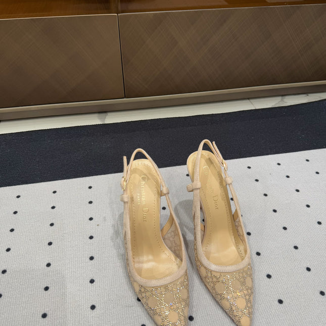 HIGH HEELS SLINGBACK IN CAMEL BEIGE LAMB SUEDE 10 CM