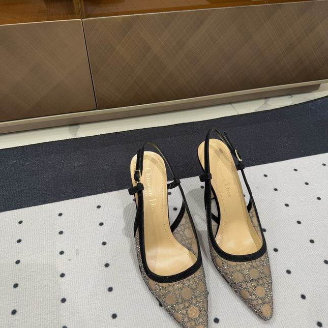 HIGH HEELS SLINGBACK IN BLACK LAMB SUEDE 10 CM