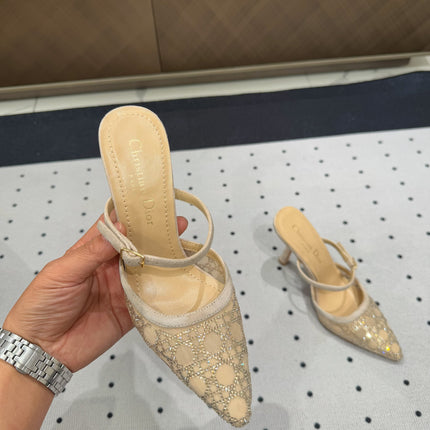 HIGH HEELS MULE IN CAMEL BEIGE LAMB SUEDE 10 CM