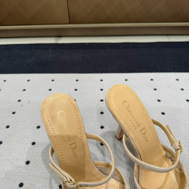 HIGH HEELS MULE IN CAMEL BEIGE LAMB SUEDE 10 CM