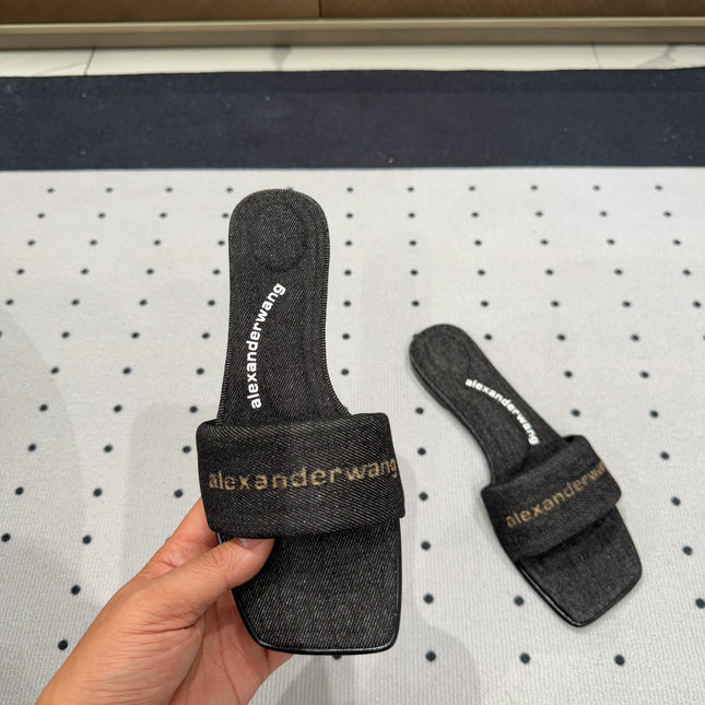 VY POOL SANDAL IN BLACK DENIM