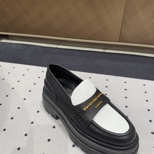 CARTER PLATFORM LOAFER 75MM IN WHITE MIX BLACK COWHIDE