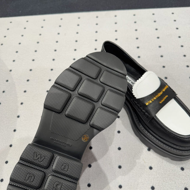 CARTER PLATFORM LOAFER 75MM IN WHITE MIX BLACK COWHIDE