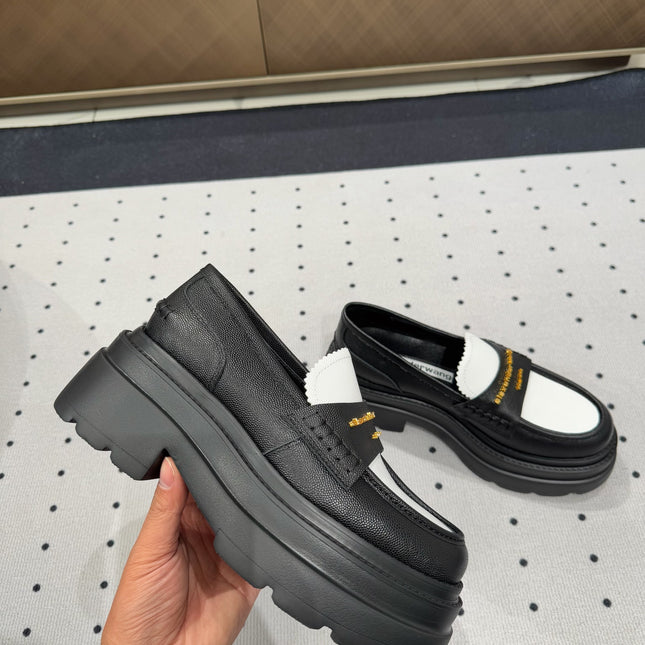 CARTER PLATFORM LOAFER 75MM IN WHITE MIX BLACK COWHIDE