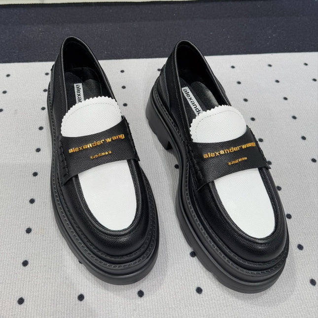 CARTER PLATFORM LOAFER 75MM IN WHITE MIX BLACK COWHIDE