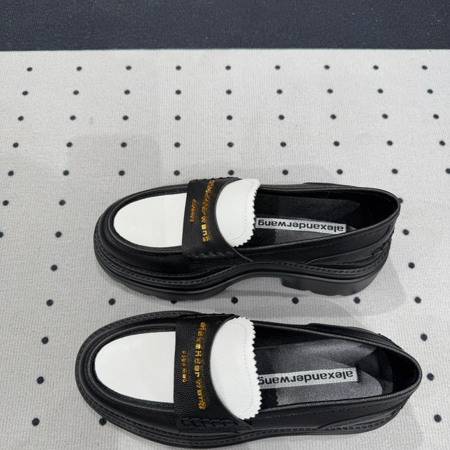 CARTER PLATFORM LOAFER 75MM IN WHITE MIX BLACK COWHIDE