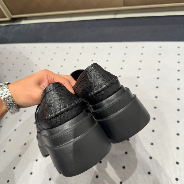 CARTER PLATFORM LOAFER 75MM IN WHITE MIX BLACK COWHIDE