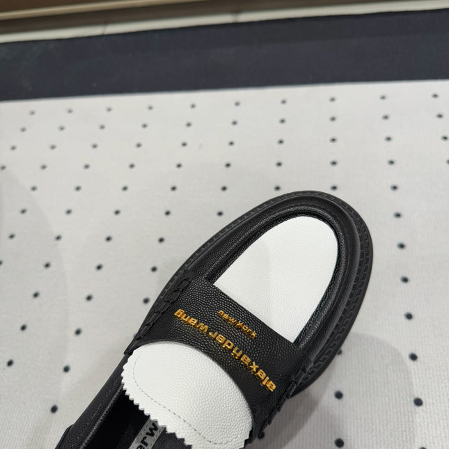 CARTER PLATFORM LOAFER 75MM IN WHITE MIX BLACK COWHIDE