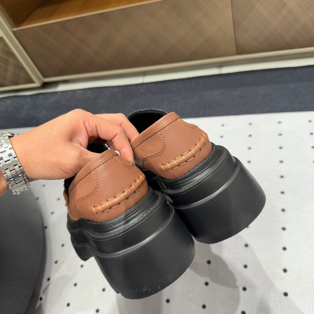 CARTER PLATFORM LOAFER 75MM IN BROWN MIX BLACK COWHIDE