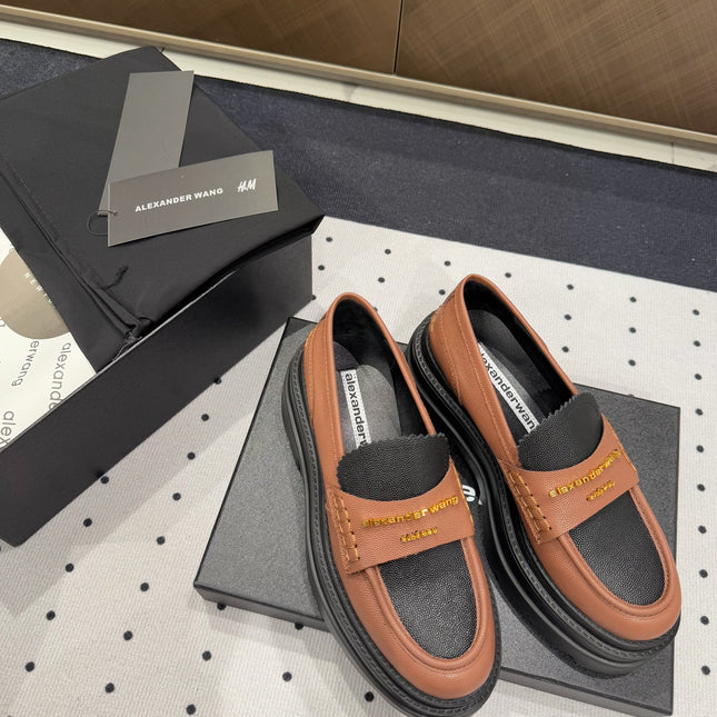 CARTER PLATFORM LOAFER 75MM IN BROWN MIX BLACK COWHIDE