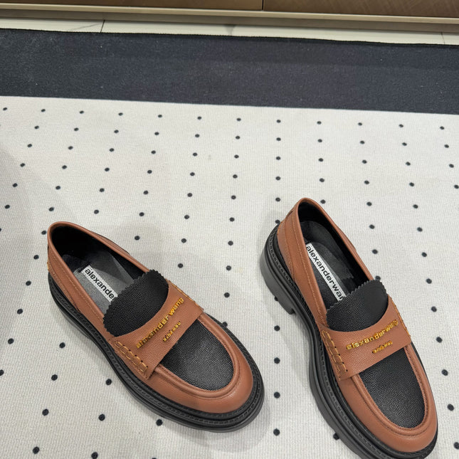 CARTER PLATFORM LOAFER 75MM IN BROWN MIX BLACK COWHIDE