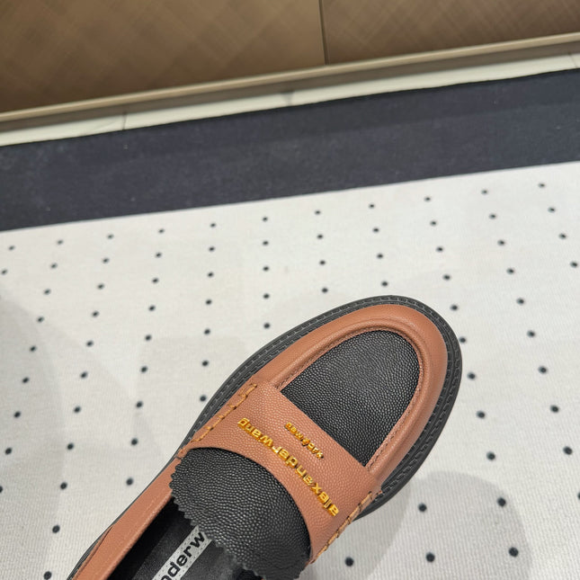 CARTER PLATFORM LOAFER 75MM IN BROWN MIX BLACK COWHIDE