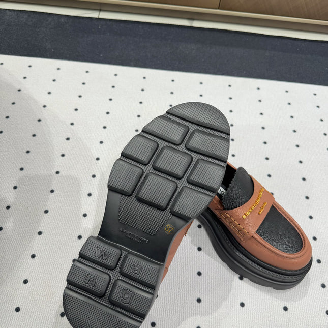 CARTER PLATFORM LOAFER 75MM IN BROWN MIX BLACK COWHIDE