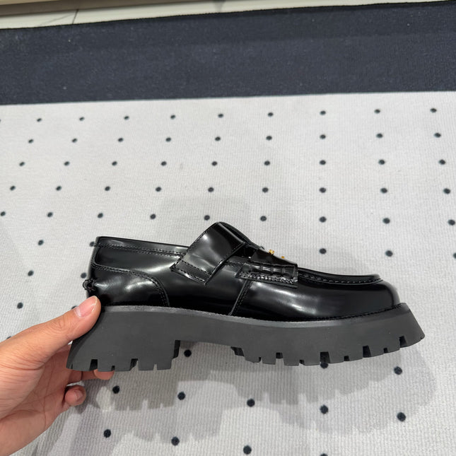 CARTER MID-HEEL LOAFER 55MM IN BLACK CALFSKIN