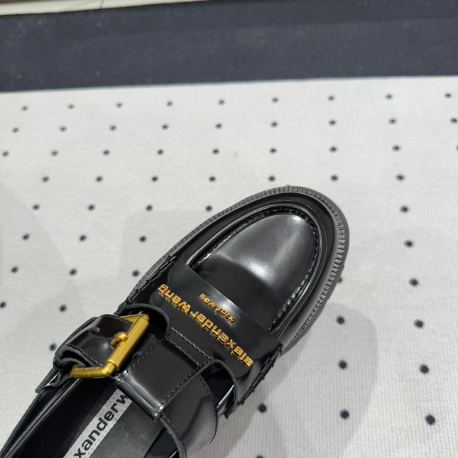 CARTER MID-HEEL LOAFER 55MM IN BLACK CALFSKIN