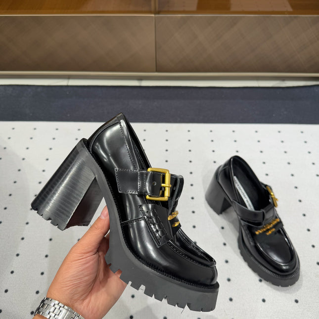 CARTER HIGH-HEEL LOAFER 85MM IN BLACK CALFSKIN