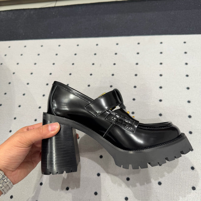 CARTER HIGH-HEEL LOAFER 85MM IN BLACK CALFSKIN