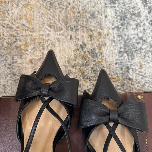VLTN HIGH HEEL 25S 80 MM IN BLACK CALFSKIN WITH BOW