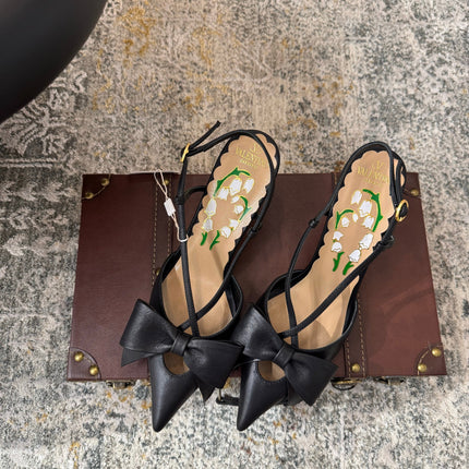 VLTN HIGH HEEL 25S 80 MM IN BLACK CALFSKIN WITH BOW