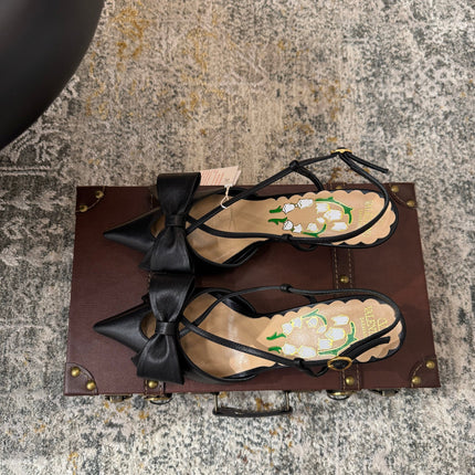 VLTN HIGH HEEL 25S 80 MM IN BLACK CALFSKIN WITH BOW