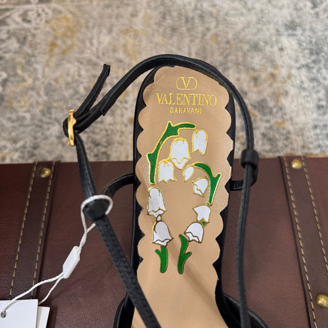 VLTN HIGH HEEL 25S 80 MM IN BLACK CALFSKIN WITH BOW