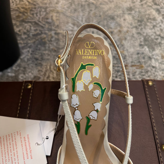 VLTN HIGH HEEL 25S 80 MM IN WHITE CALFSKIN WITH BOW