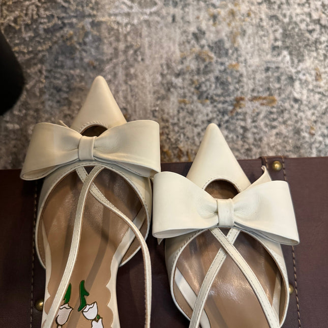 VLTN HIGH HEEL 25S 80 MM IN WHITE CALFSKIN WITH BOW