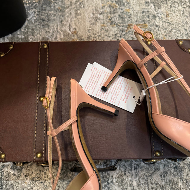 VLTN HIGH HEEL 25S 80 MM IN WARM CLAY PINK CALFSKIN WITH BOW