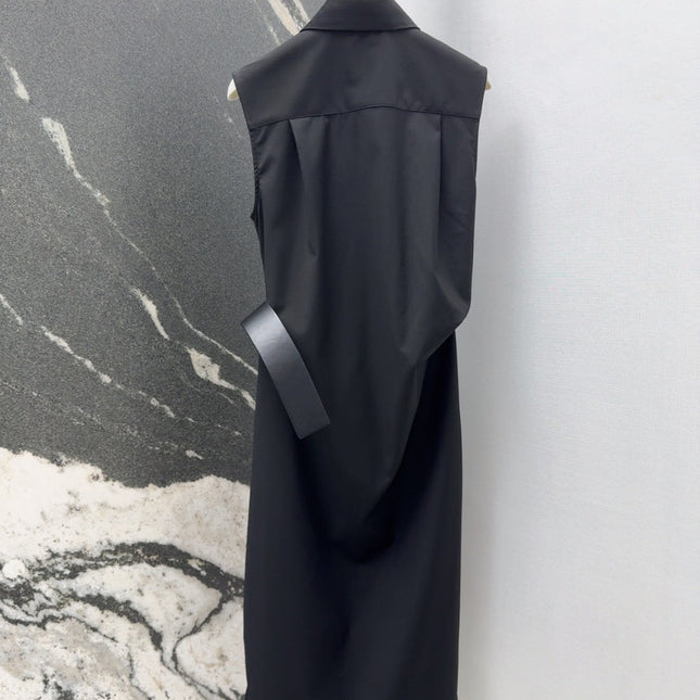 Loewe 25 Drape Sleeveless Dress Black Polyester Fiber