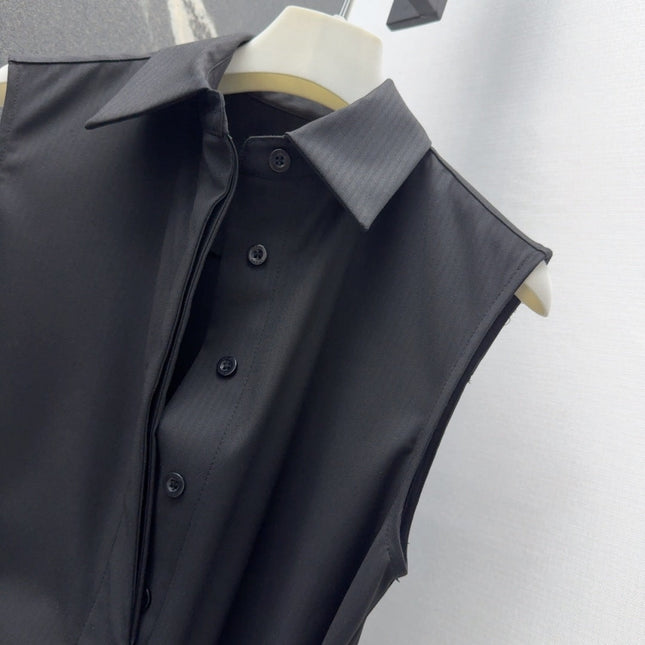 Loewe 25 Drape Sleeveless Dress Black Polyester Fiber