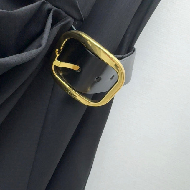 Loewe 25 Drape Sleeveless Dress Black Polyester Fiber