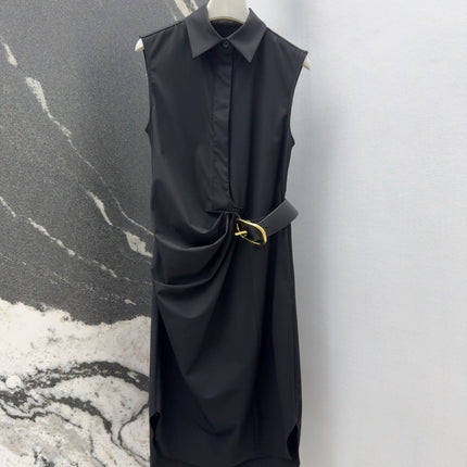 Loewe 25 Drape Sleeveless Dress Black Polyester Fiber
