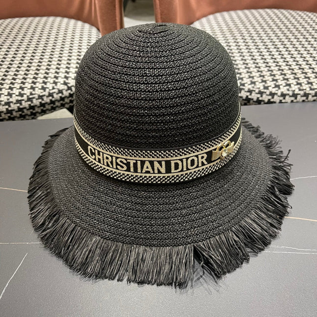 BUCKET HAT IN BLACK RAFFIA 653606