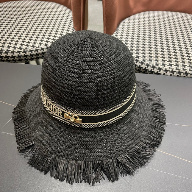 BUCKET HAT IN BLACK RAFFIA 653606