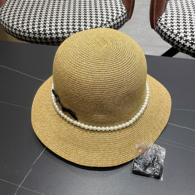 BUCKET HAT IN BEIGE RAFFIA MIX PEARL 653619