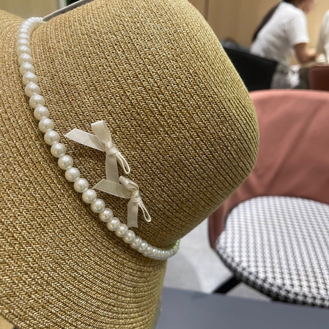 BUCKET HAT IN BEIGE RAFFIA MIX PEARL