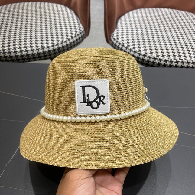 BUCKET HAT IN BEIGE RAFFIA MIX PEARL