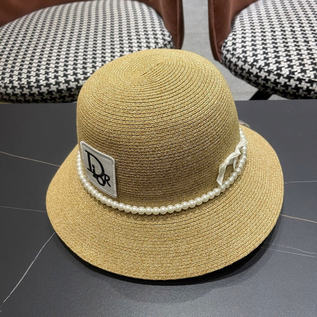 BUCKET HAT IN BEIGE RAFFIA MIX PEARL