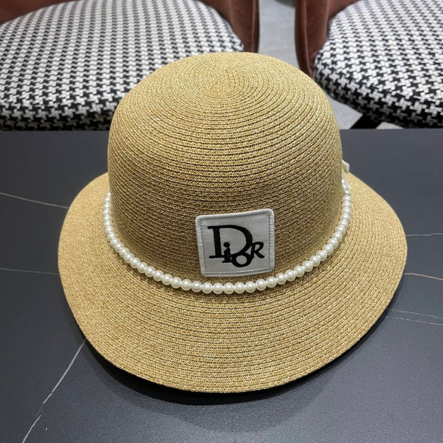 BUCKET HAT IN BEIGE RAFFIA MIX PEARL