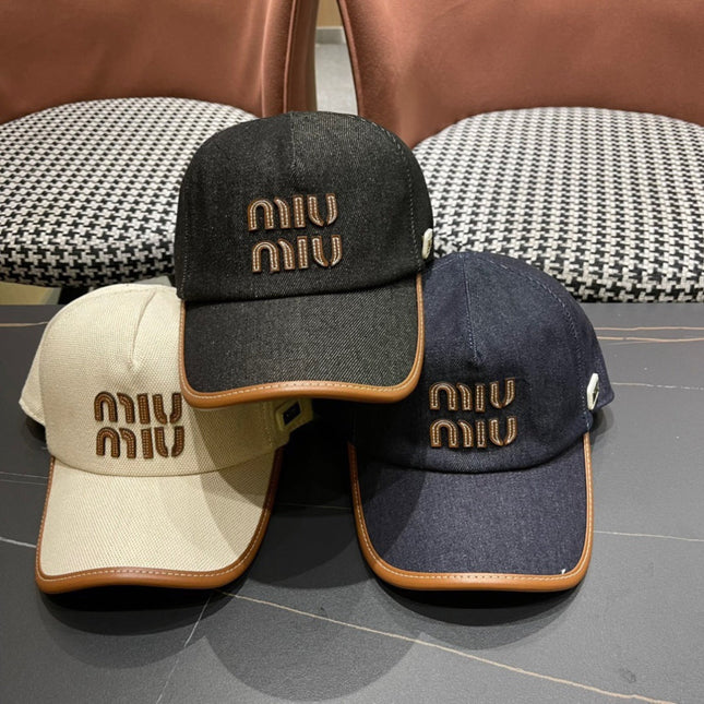 MM BASEBALL CAP IN BLACK DENIM AND CALFSKIN