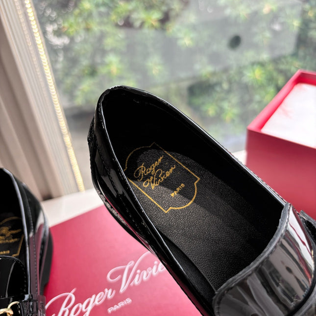 ROGER VIVIER 25S RANGERS CHAIN LOAFER IN BLACK GLOSSY CALFSKIN