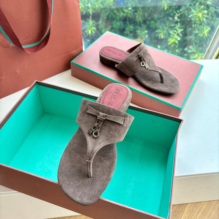 LP THONG SANDALS 25S IN ASH BROWN SUEDE