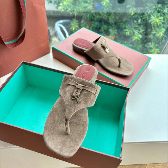 LP THONG SANDALS 25S IN STONE BROWN SUEDE