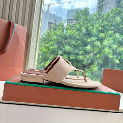 LP THONG SANDALS 25S IN WARM BEIGE SUEDE