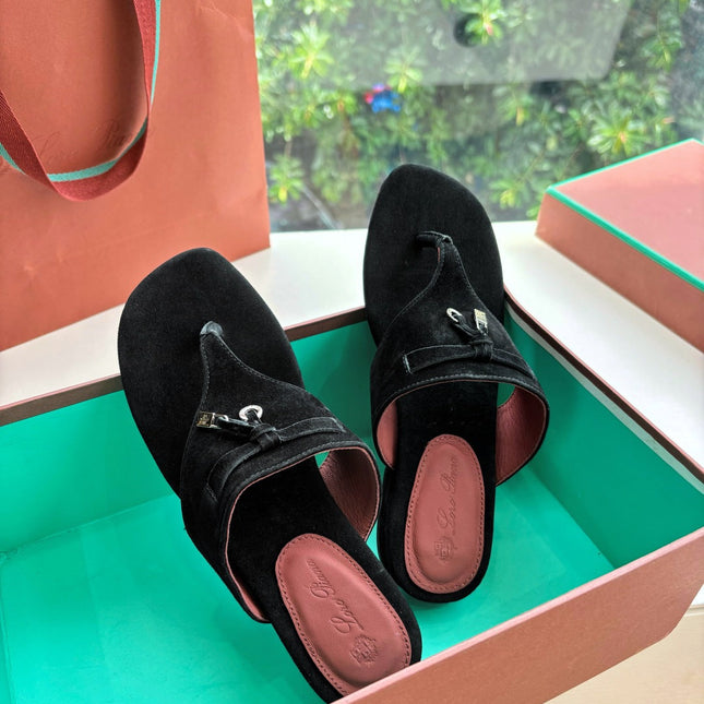LP THONG SANDALS 25S IN BLACK SUEDE
